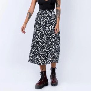 Black and White Animal Print Princess Polly Maxi Skirt (US 8)